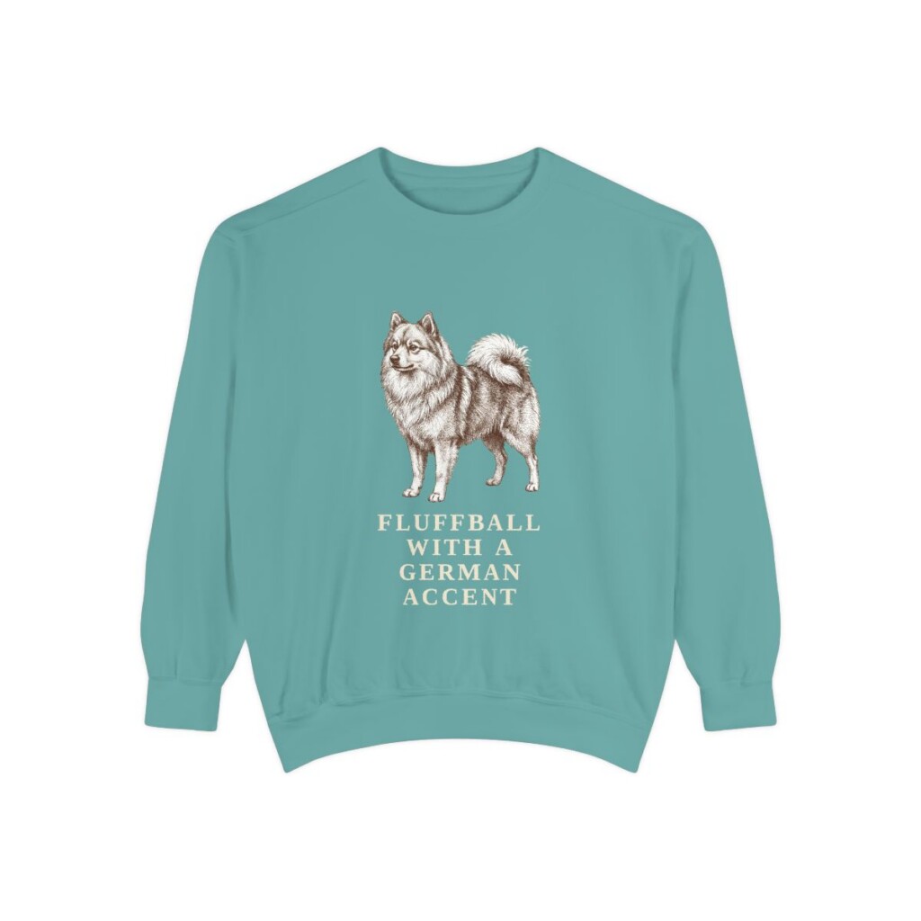 german-spitz-sweatshirt-humor-seafoam German Spitz Humor Sweatshirt, Seafoam, front view