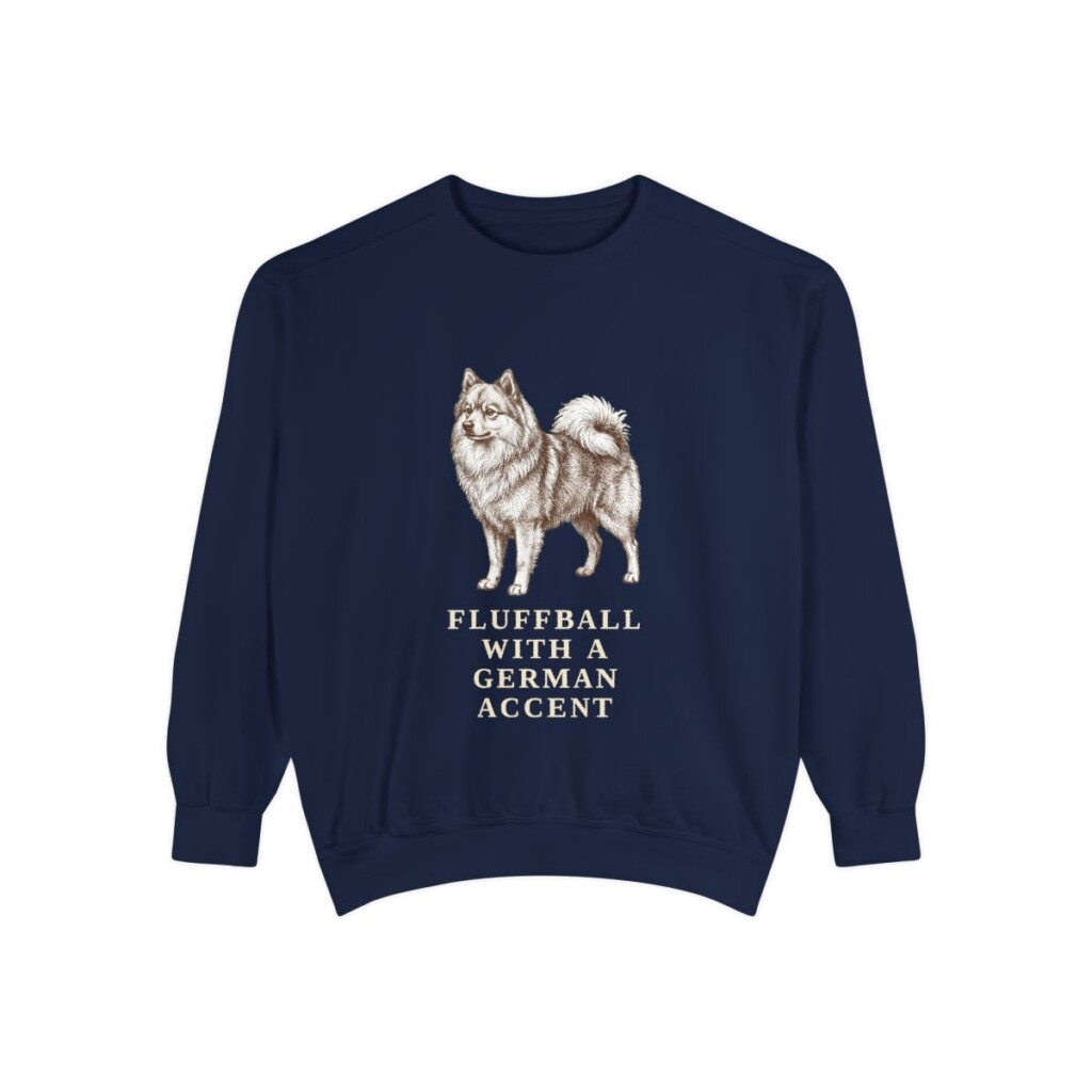 german-spitz-sweatshirt-humor-true-navy German Spitz Humor Sweatshirt, True Navy, front view