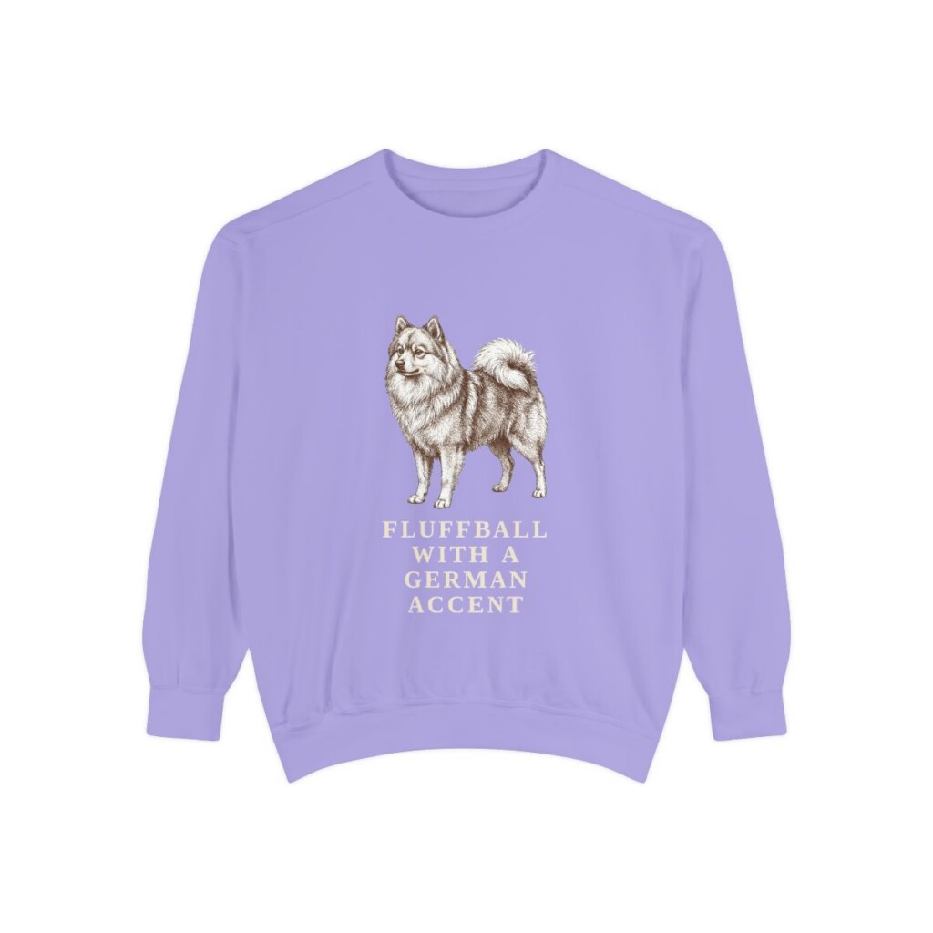 german-spitz-sweatshirt-humor-violet German Spitz Humor Sweatshirt, Violet, front view