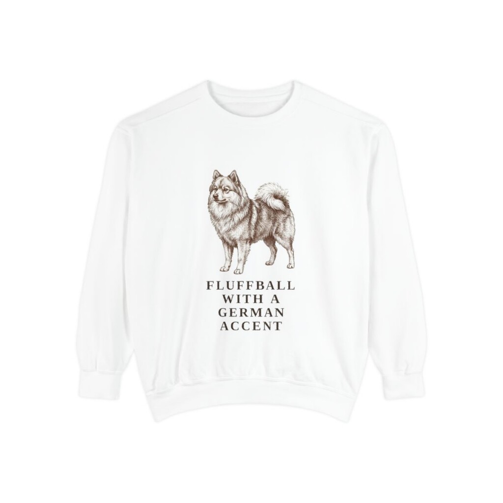 german-spitz-sweatshirt-humor-white German Spitz Humor Sweatshirt, White, front view