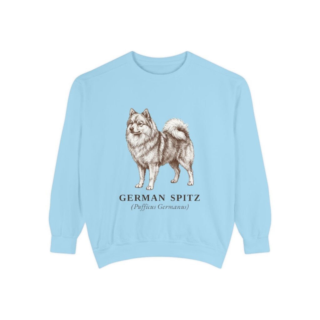 German Spitz Latin Sweatshirt, Chambray, front view