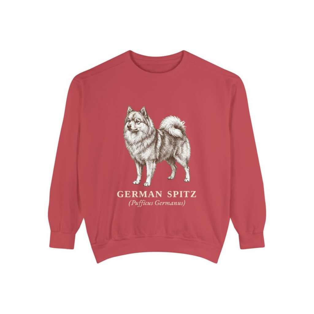 German Spitz Latin Sweatshirt, Crimson, front view