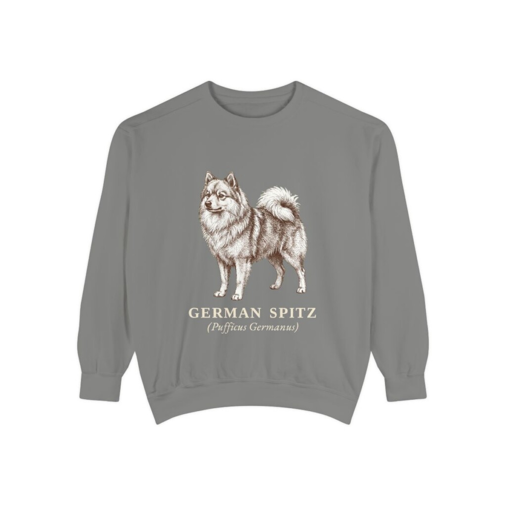 German Spitz Latin Sweatshirt, Grey, front view