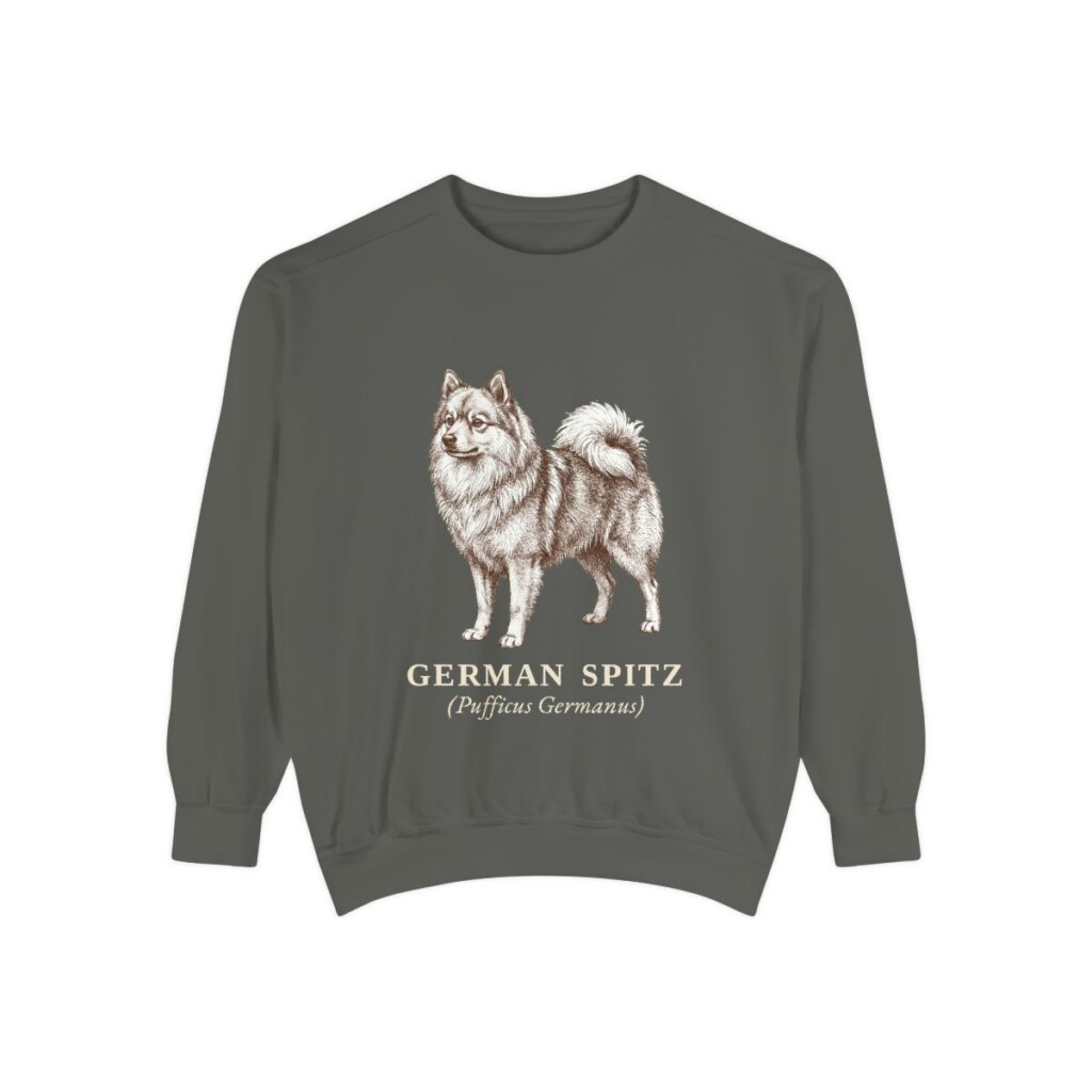 German Spitz Latin Sweatshirt, Pepper, front view