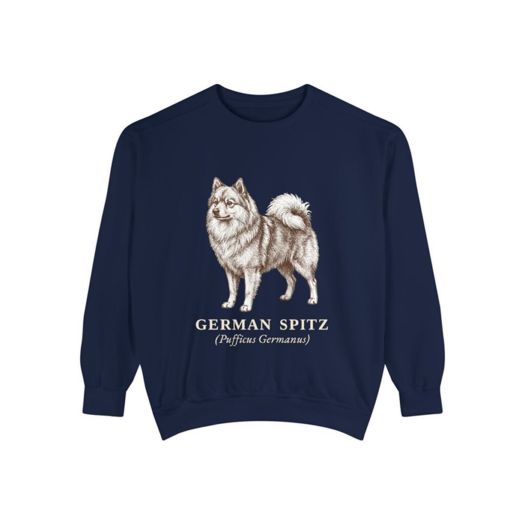 German Spitz Latin Sweatshirt, True Navy, front view