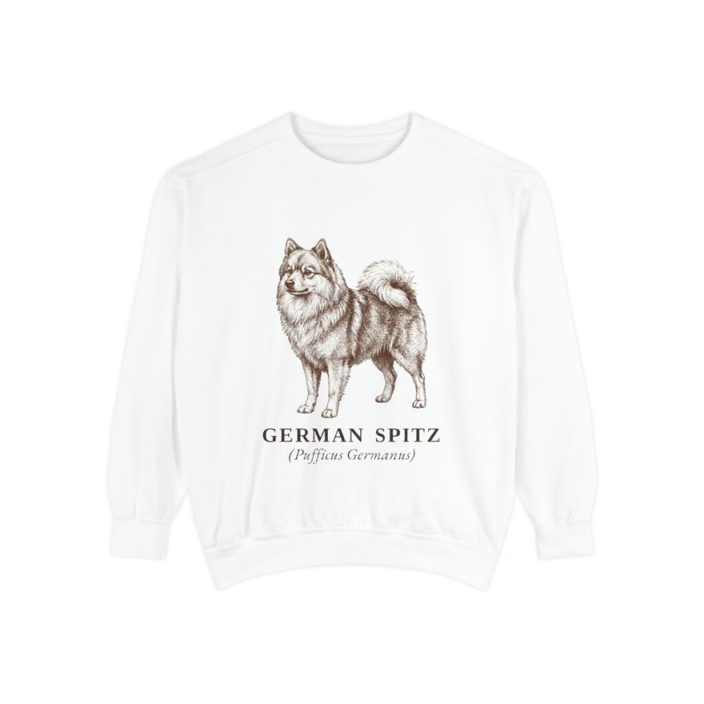 German Spitz Latin Sweatshirt, White, front view