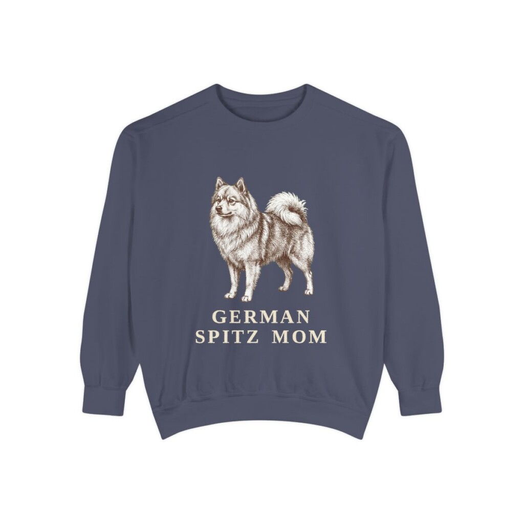German Spitz Mom Sweatshirt, Denim, front view