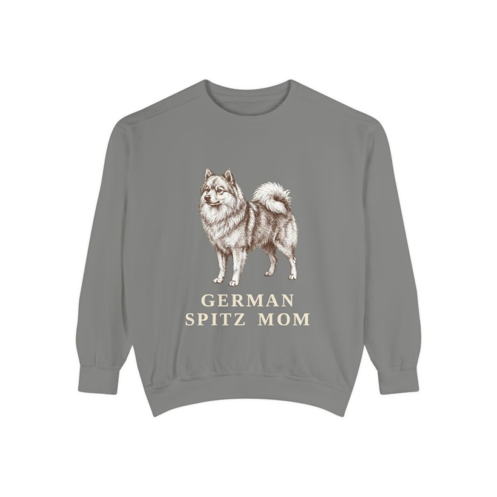 German Spitz Mom Sweatshirt, Grey, front view