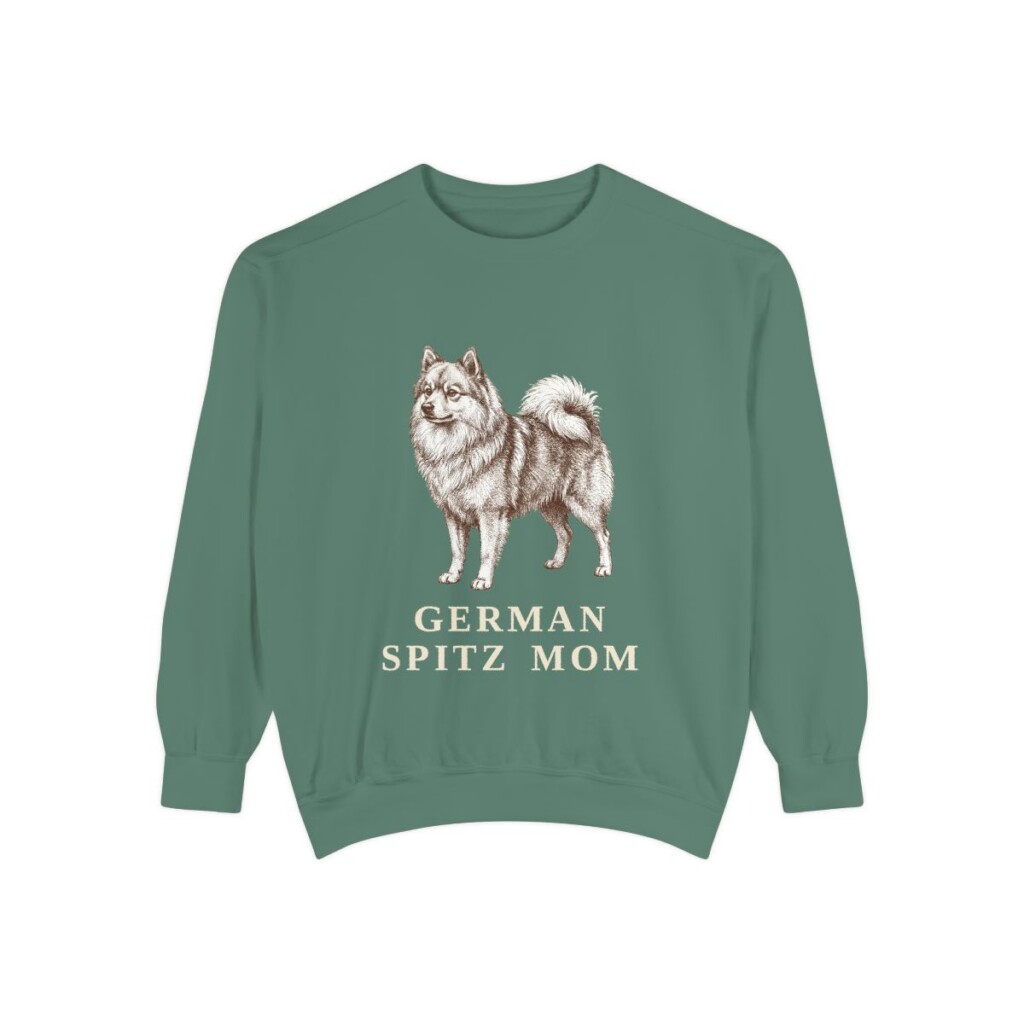 German Spitz Mom Sweatshirt, Light Green, front view