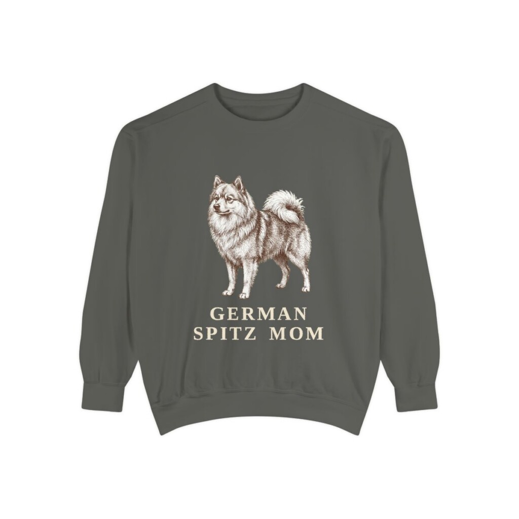 German Spitz Mom Sweatshirt, Pepper, front view