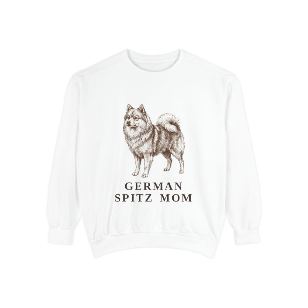 German Spitz Mom Sweatshirt, White, front view