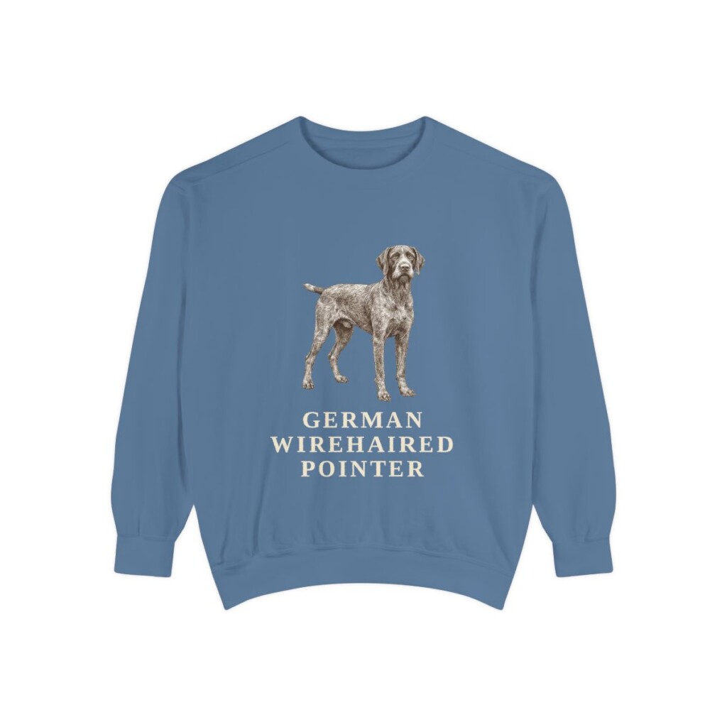German Wirehaired Pointer Sweatshirt, Blue Jean, front view