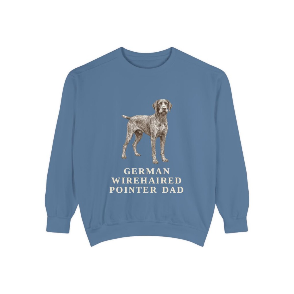 German Wirehaired Pointer Dad Sweatshirt, Blue Jean, front view