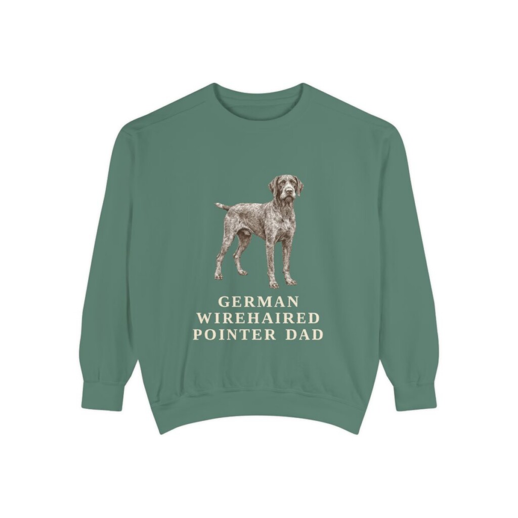 German Wirehaired Pointer Dad Sweatshirt, Light Green, front view