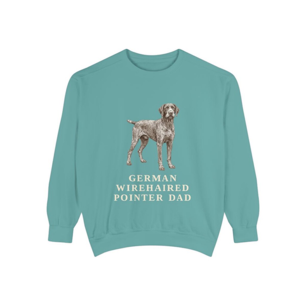 German Wirehaired Pointer Dad Sweatshirt, Seafoam, front view