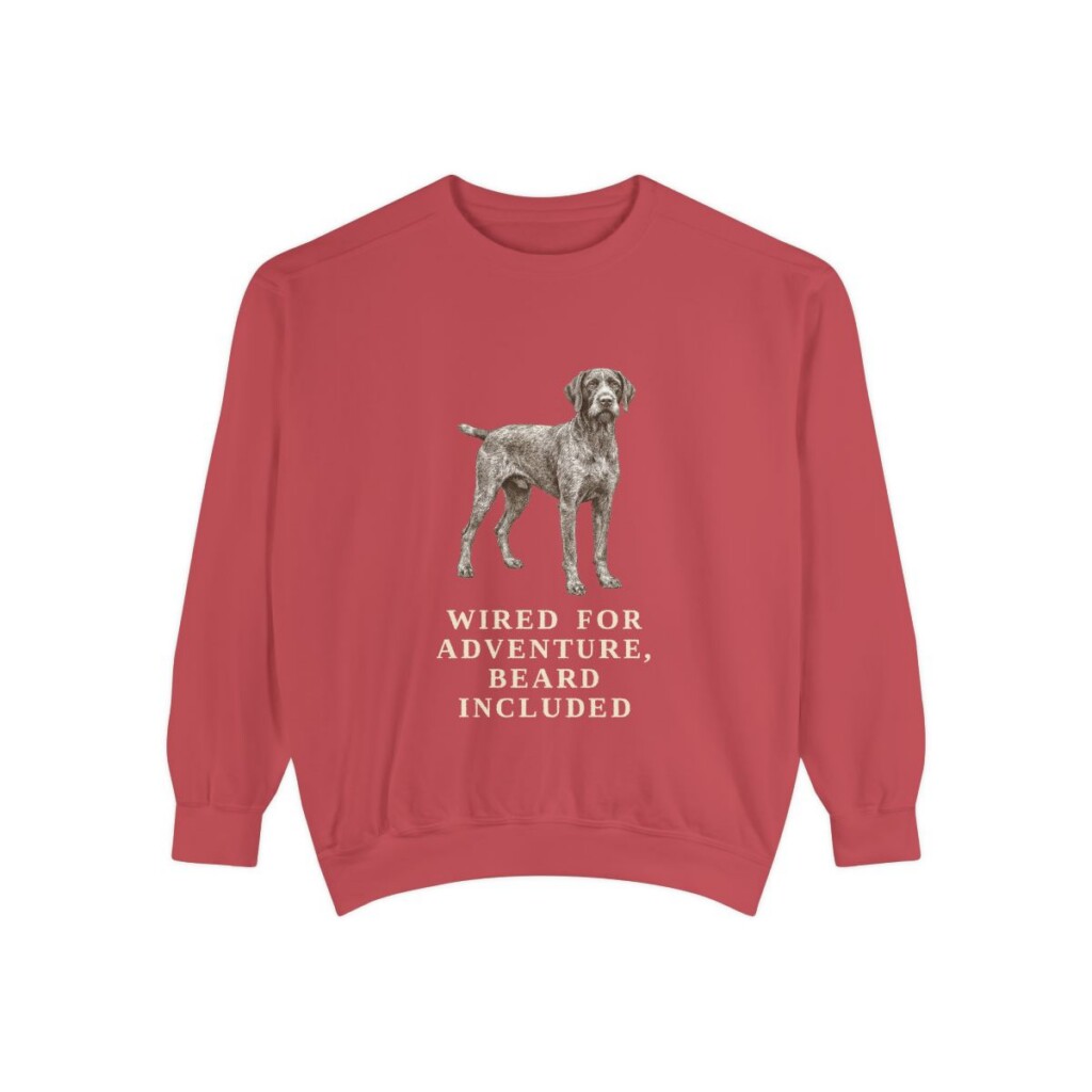 German Wirehaired Pointer Humor Sweatshirt, Crimson, front view
