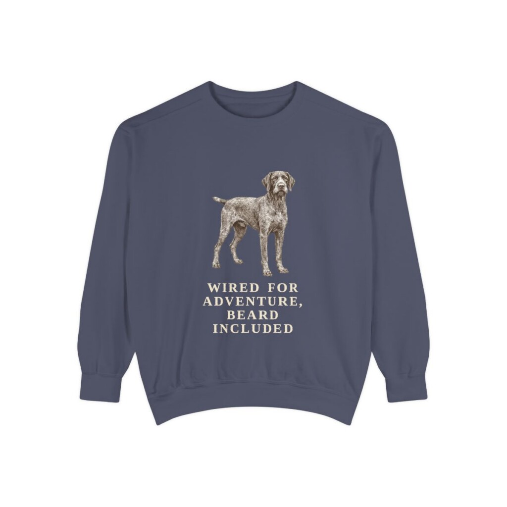German Wirehaired Pointer Humor Sweatshirt, Denim, front view