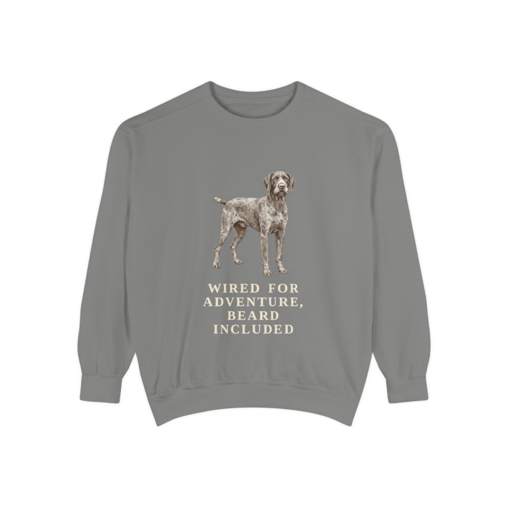 German Wirehaired Pointer Humor Sweatshirt, Grey, front view