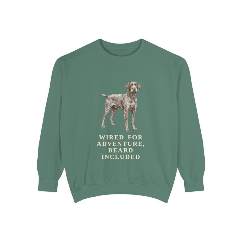 German Wirehaired Pointer Humor Sweatshirt, Light Green, front view