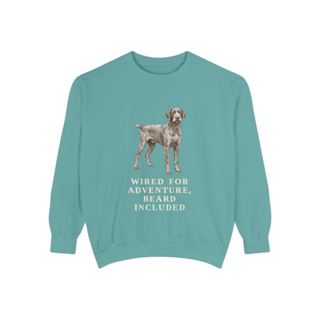 German Wirehaired Pointer Humor Sweatshirt, Seafoam, front view
