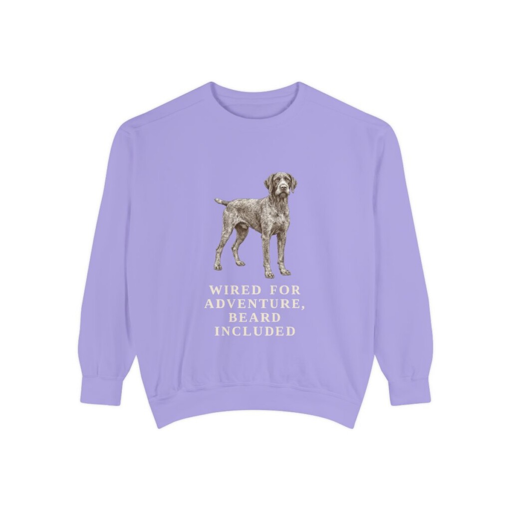 German Wirehaired Pointer Humor Sweatshirt, Violet, front view