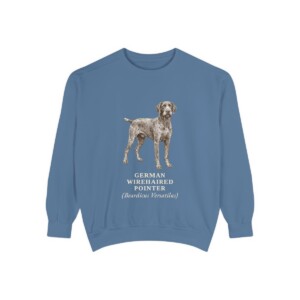 german-wirehaired-pointer-sweatshirt-latin-blue-jean German Wirehaired Pointer Latin Sweatshirt, Blue Jean, front view