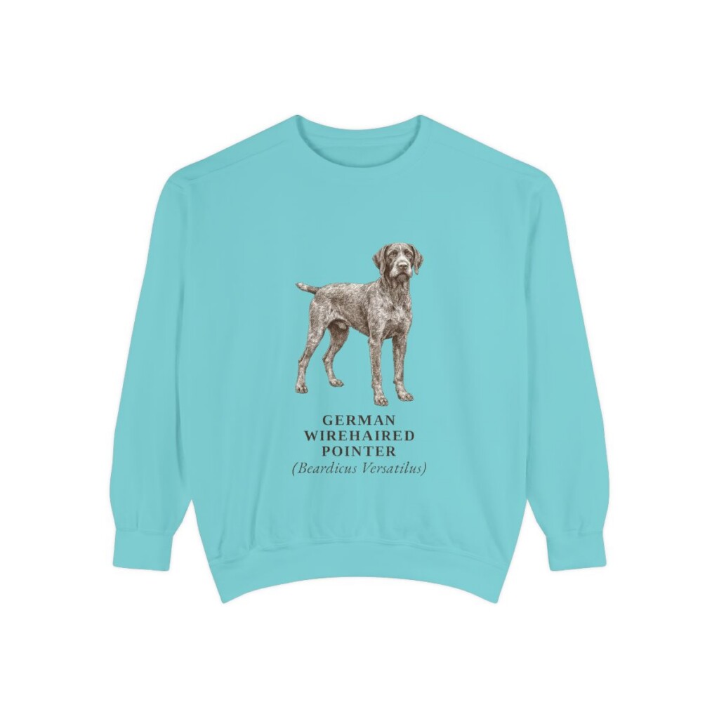 german-wirehaired-pointer-sweatshirt-latin-chalky-mint German Wirehaired Pointer Latin Sweatshirt, Chalky Mint, front view