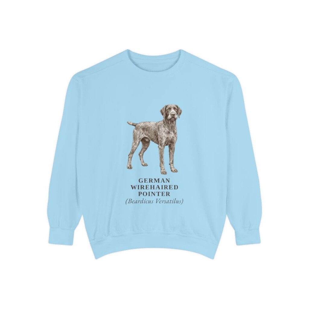 german-wirehaired-pointer-sweatshirt-latin-chambray German Wirehaired Pointer Latin Sweatshirt, Chambray, front view