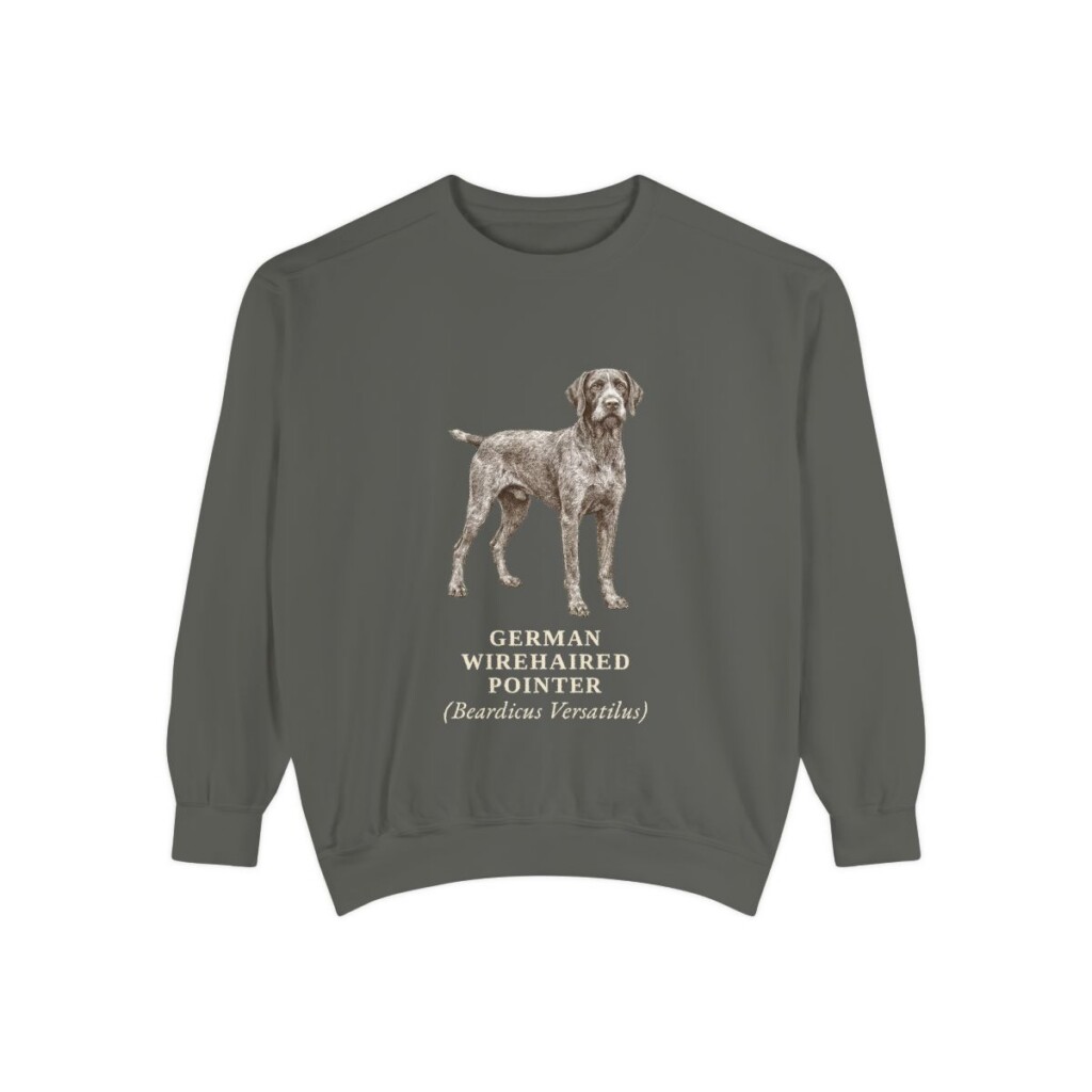 german-wirehaired-pointer-sweatshirt-latin-pepper German Wirehaired Pointer Latin Sweatshirt, Pepper, front view