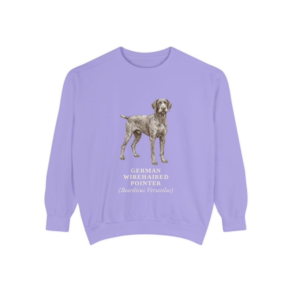 german-wirehaired-pointer-sweatshirt-latin-violet German Wirehaired Pointer Latin Sweatshirt, Violet, front view