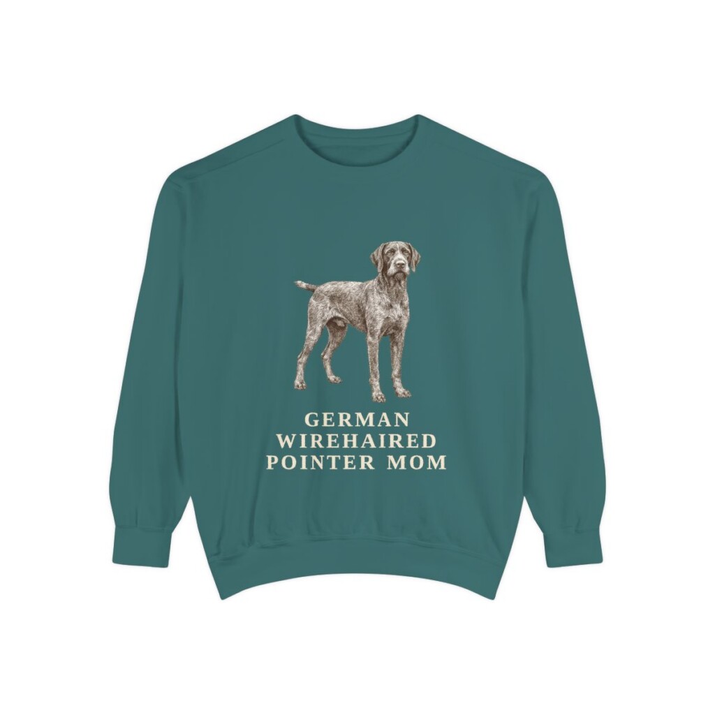 German Wirehaired Pointer Mom Sweatshirt, Blue Spruce, front view
