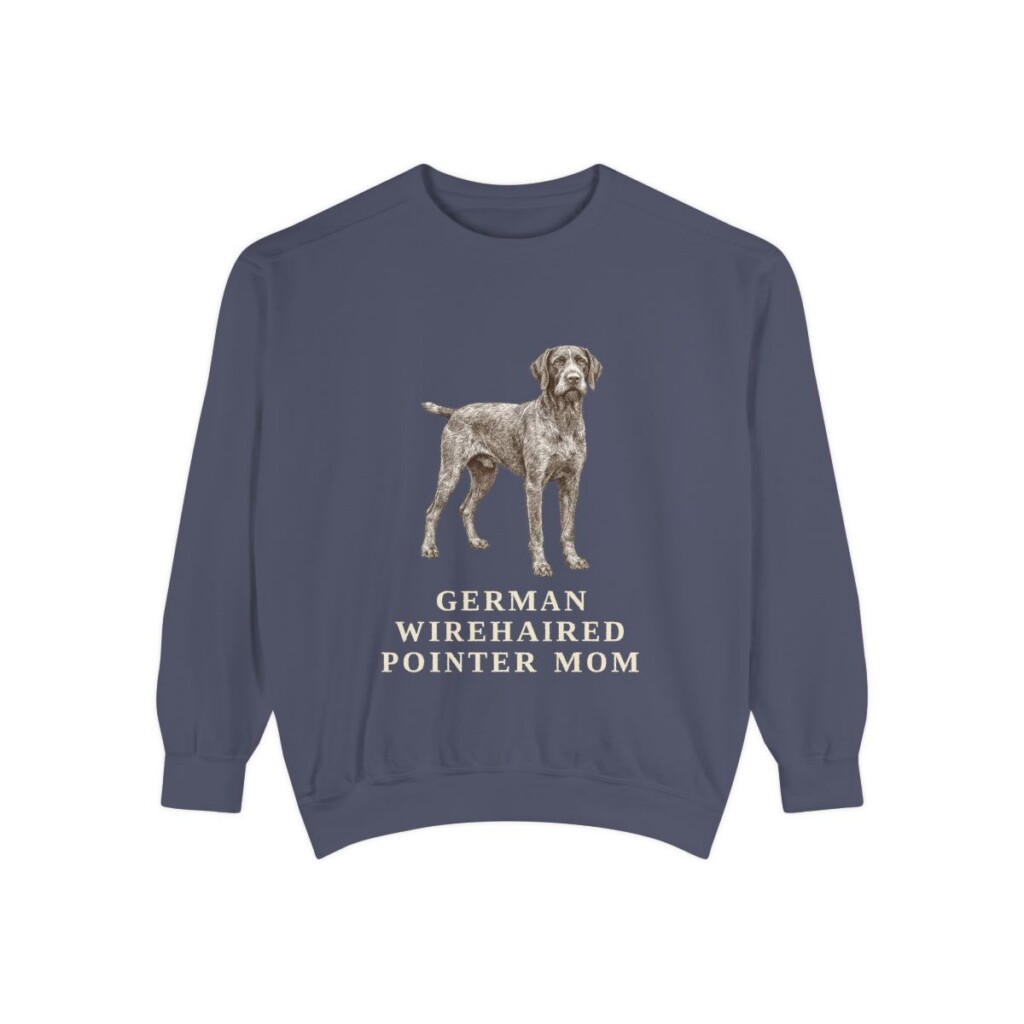 German Wirehaired Pointer Mom Sweatshirt, Denim, front view