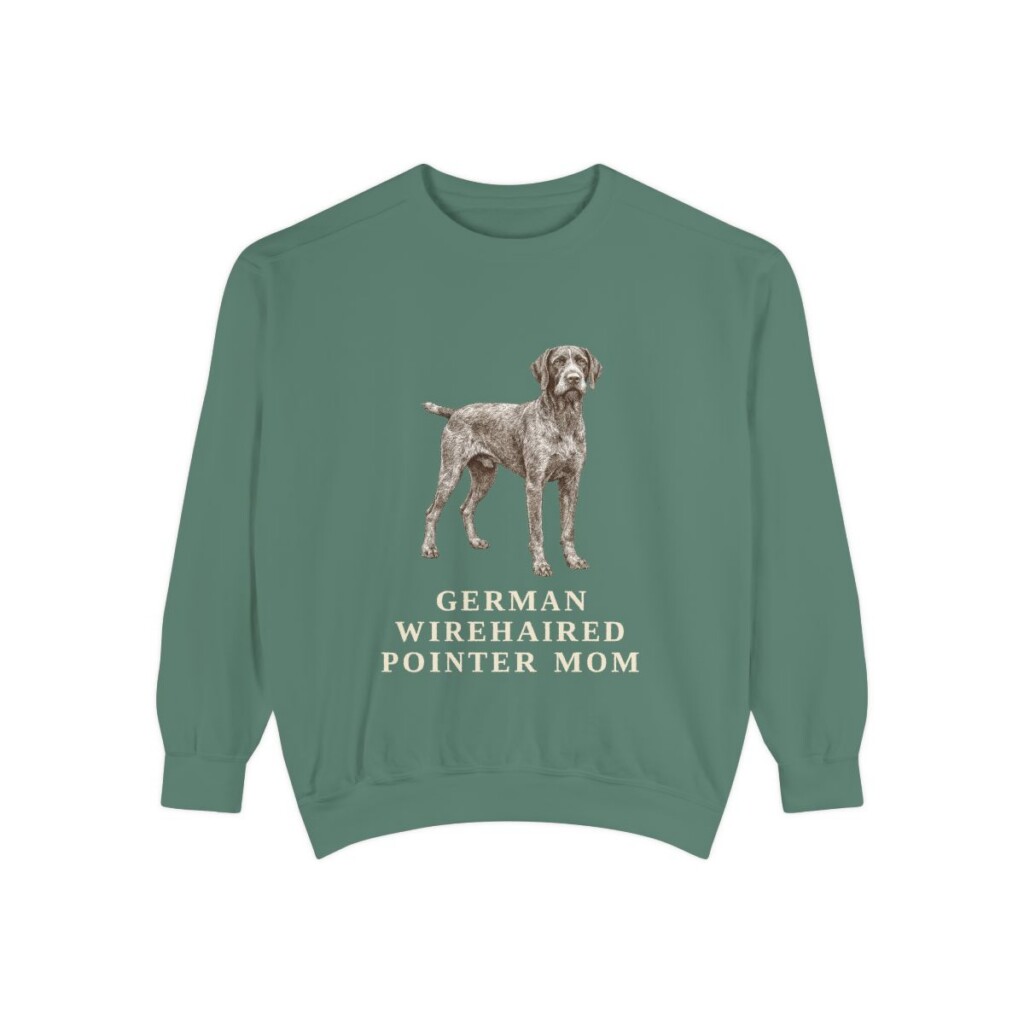 German Wirehaired Pointer Mom Sweatshirt, Light Green, front view