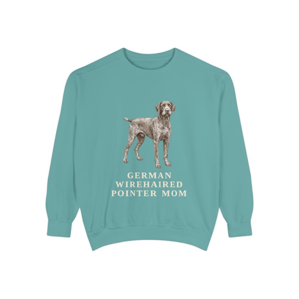 German Wirehaired Pointer Mom Sweatshirt, Seafoam, front view