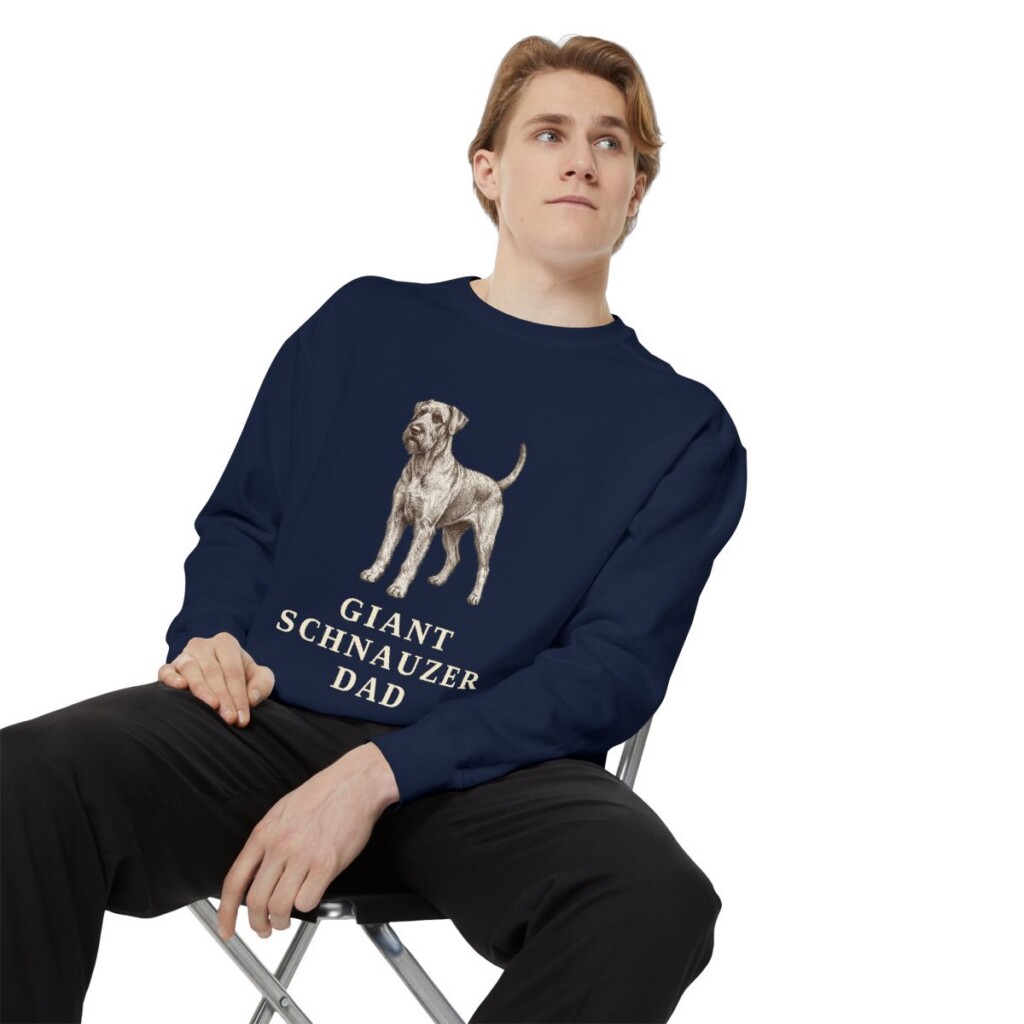 Giant Schnauzer Dad Sweatshirt, True Navy, person 1 context