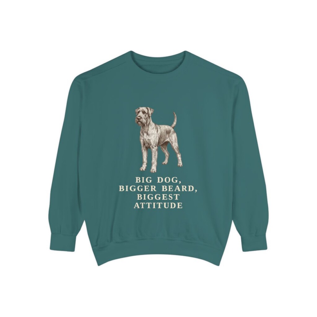 Giant Schnauzer Humor Sweatshirt, Blue Spruce, front view