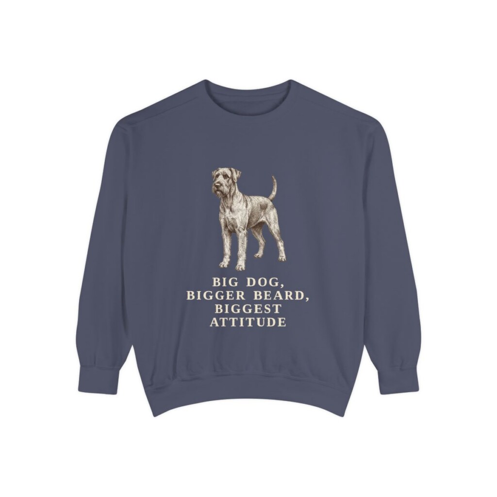 Giant Schnauzer Humor Sweatshirt, Denim, front view