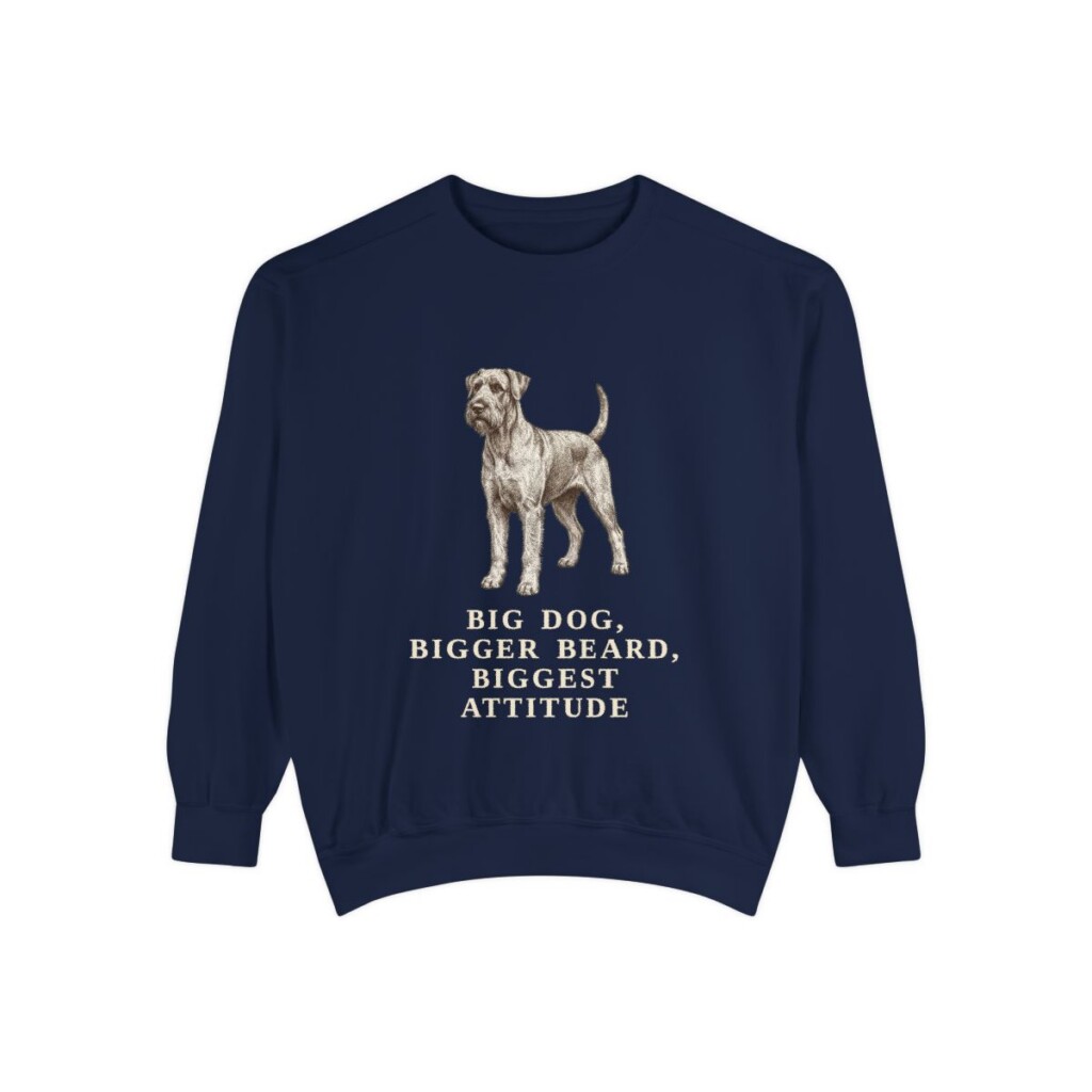 Giant Schnauzer Humor Sweatshirt, True Navy, front view