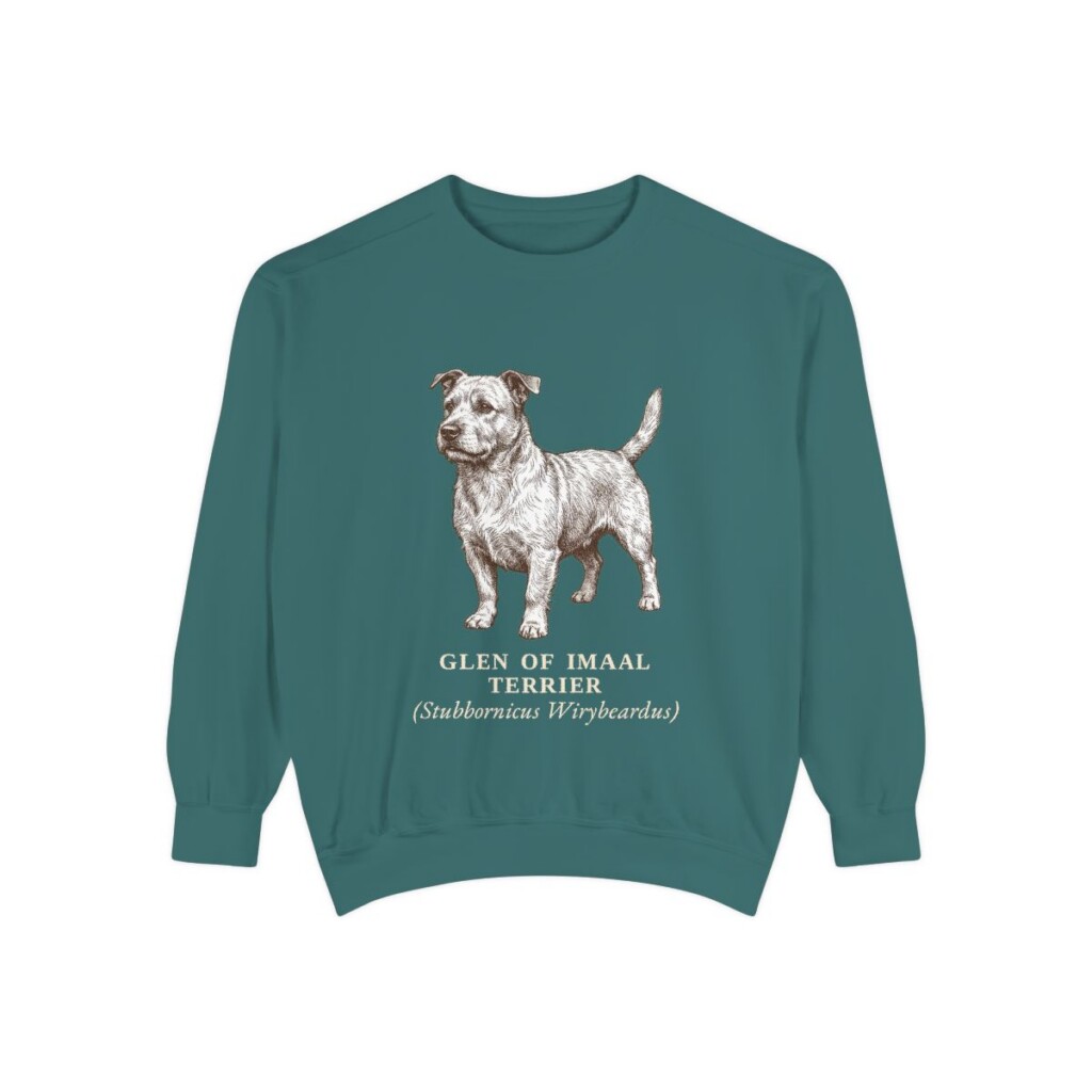 glen-of-imaal-terrier-sweatshirt-latin-blue-spruce Glen of Imaal Terrier Latin Sweatshirt, Blue Spruce, front view