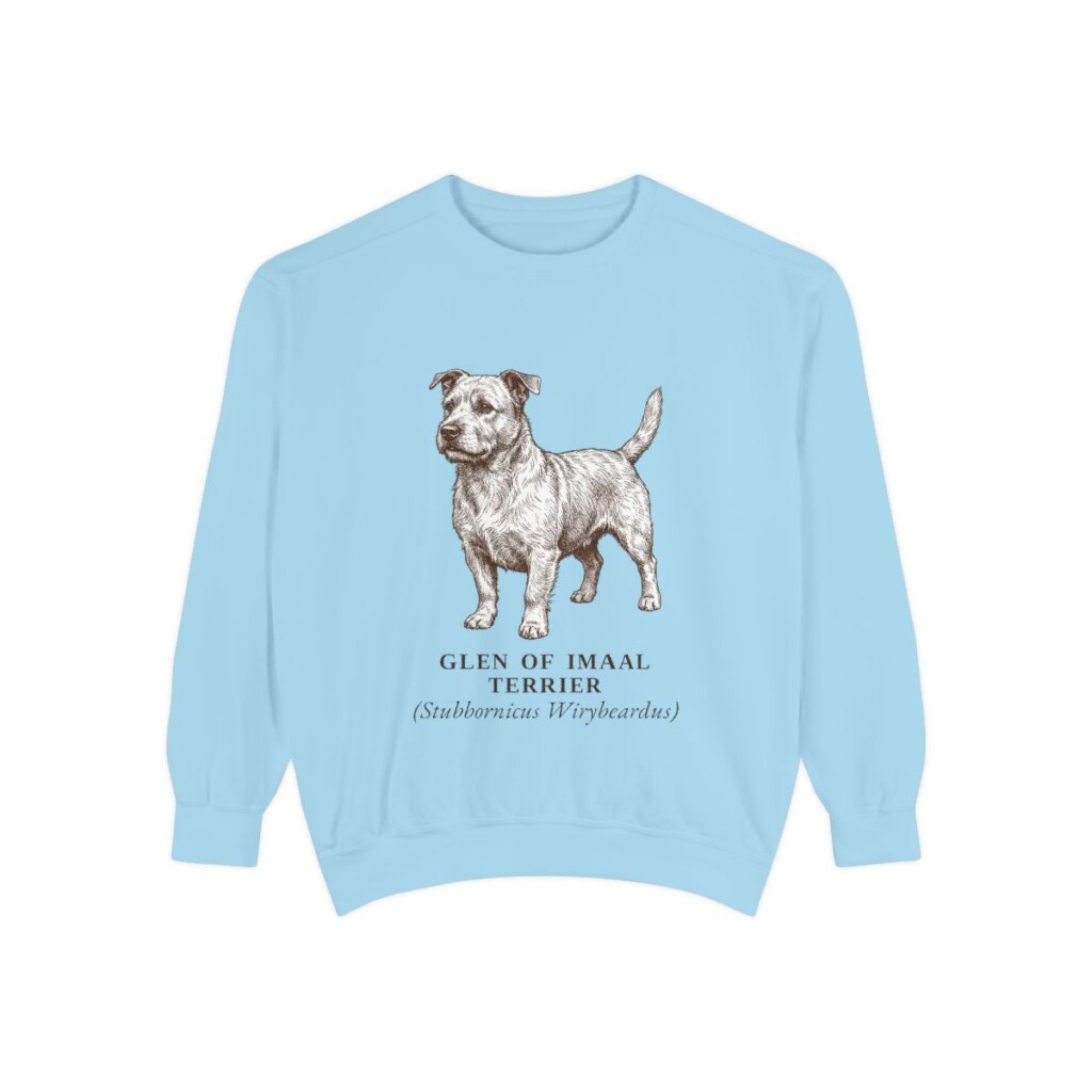 glen-of-imaal-terrier-sweatshirt-latin-chambray Glen of Imaal Terrier Latin Sweatshirt, Chambray, front view