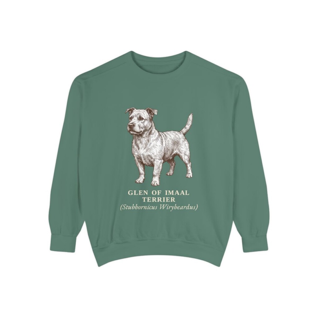glen-of-imaal-terrier-sweatshirt-latin-light-green Glen of Imaal Terrier Latin Sweatshirt, Light Green, front view