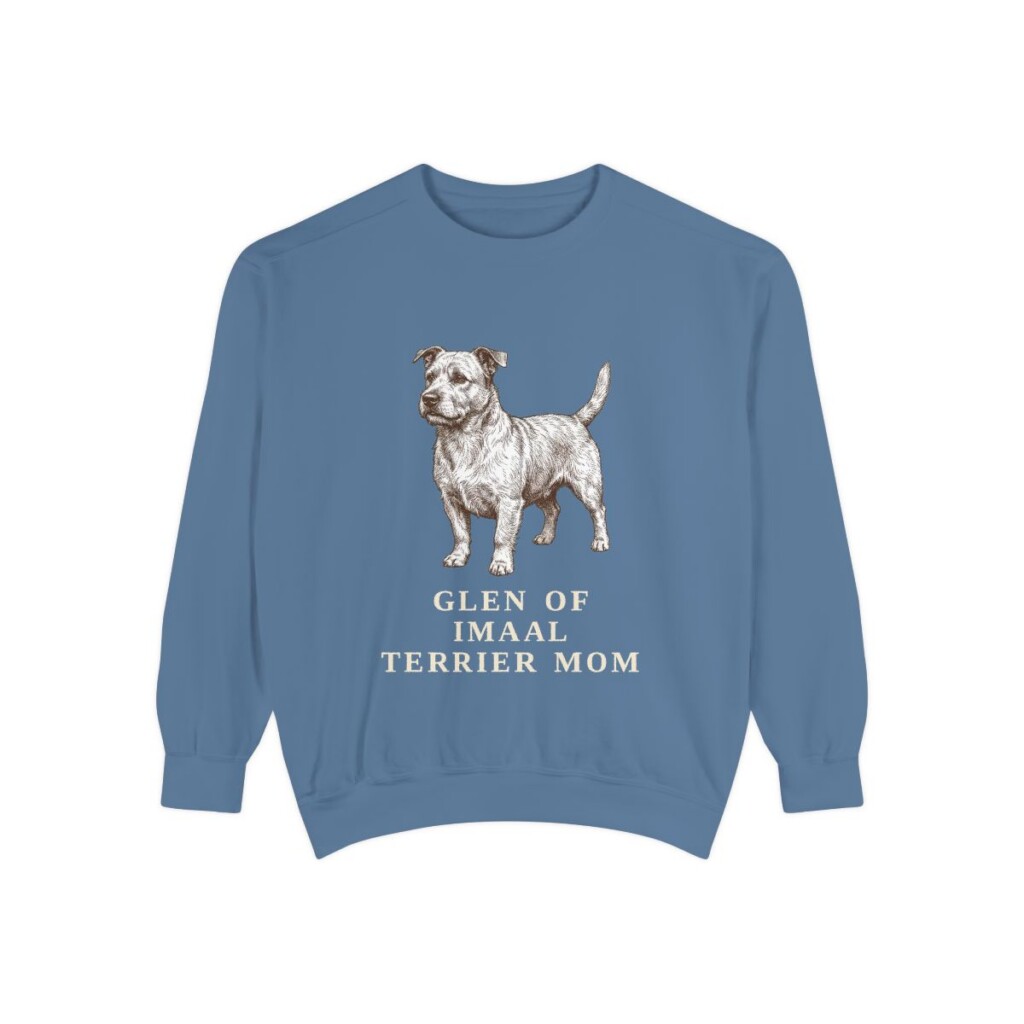 Glen of Imaal Terrier Mom Sweatshirt, Blue Jean, front view