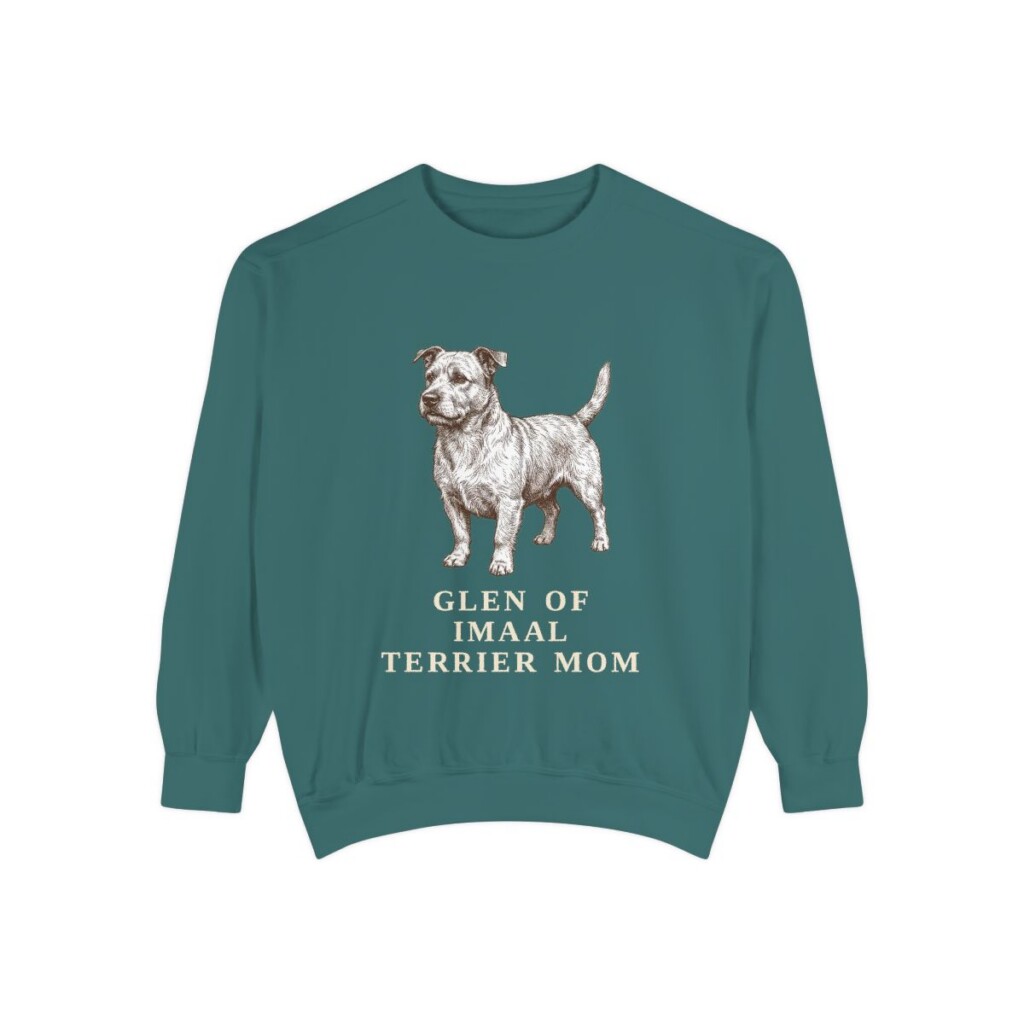 Glen of Imaal Terrier Mom Sweatshirt, Blue Spruce, front view