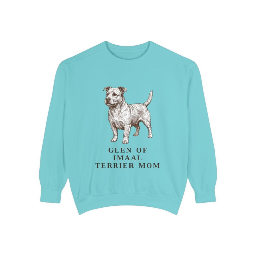 Glen of Imaal Terrier Mom Sweatshirt, Chalky Mint, front view