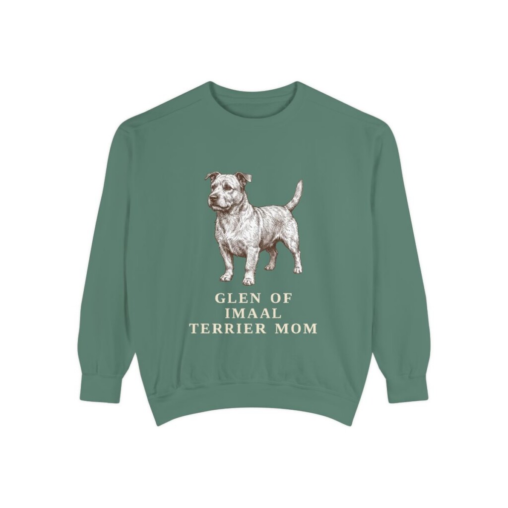 Glen of Imaal Terrier Mom Sweatshirt, Light Green, front view