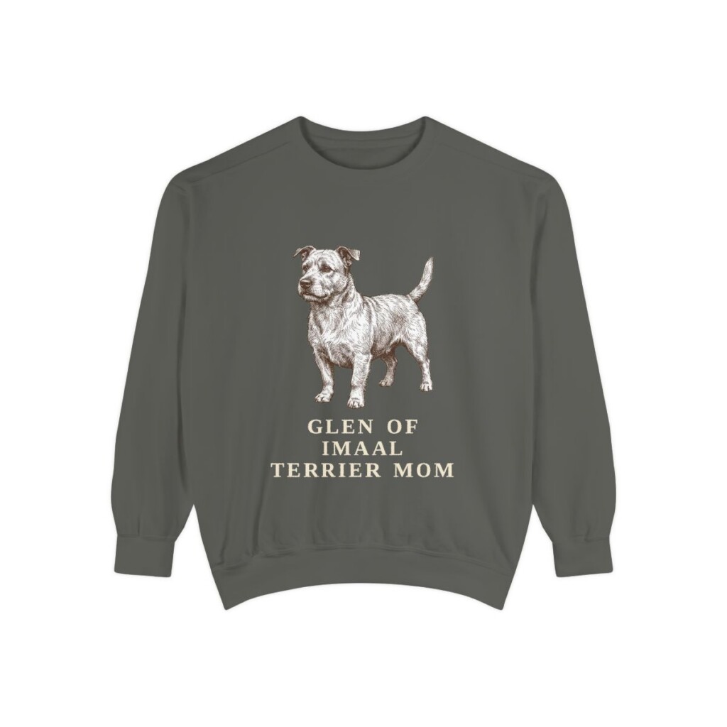 Glen of Imaal Terrier Mom Sweatshirt, Pepper, front view