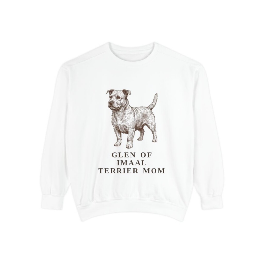 Glen of Imaal Terrier Mom Sweatshirt, White, front view