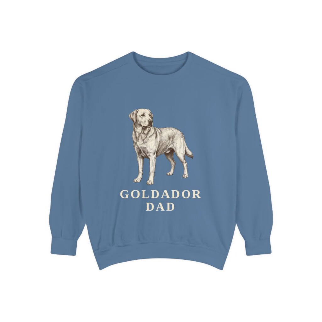 Goldador Dad Sweatshirt, Blue Jean, front view