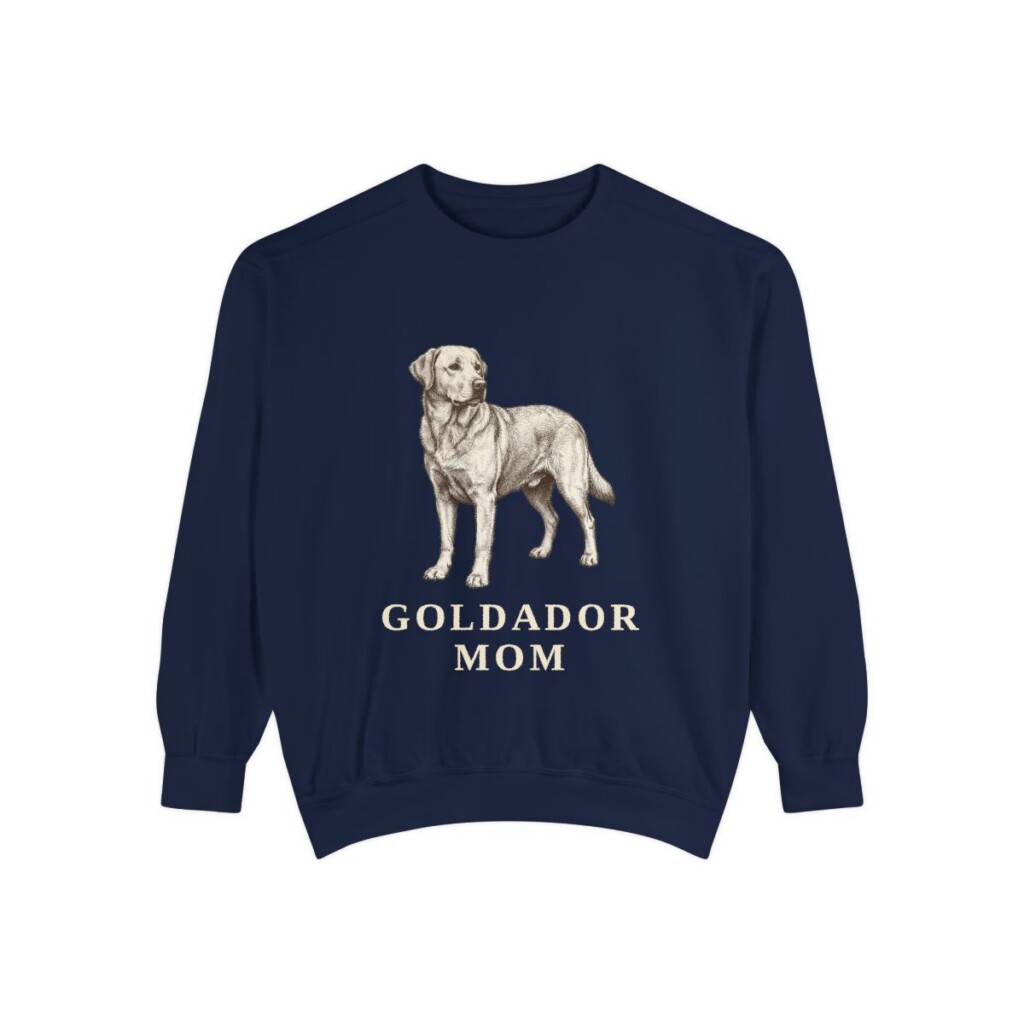 Goldador Mom Sweatshirt, True Navy, front view