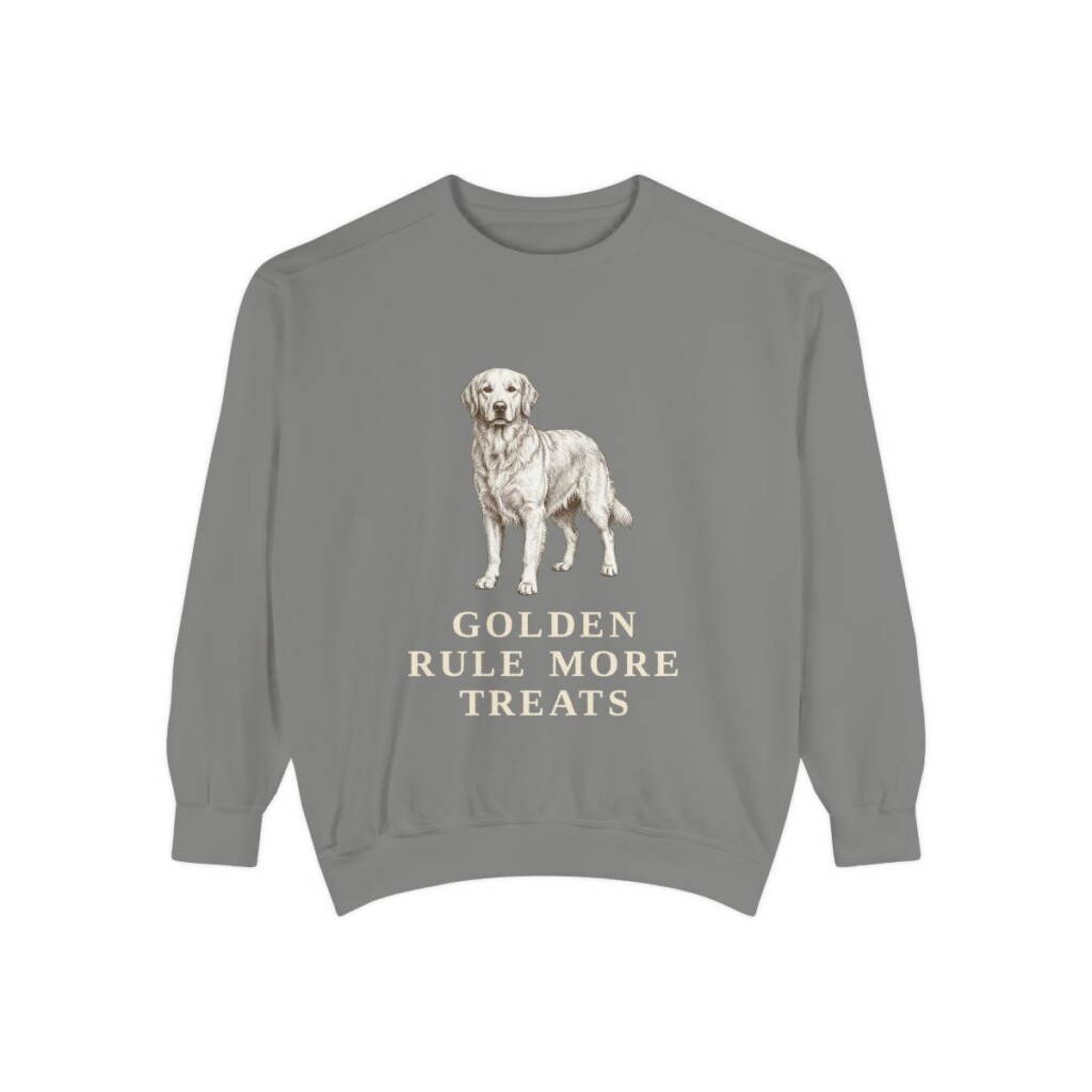 Golden Retriever Humor Sweatshirt, Grey, front view